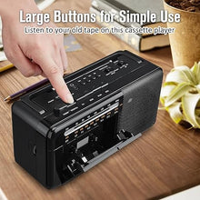 Load image into Gallery viewer, Gelielim Cassette Tape Player Bluetooth Boombox, Cassette Player AM/FM/SW Radio Stereo, Tape Player/Recorder with 8W Speaker and Earphone Jack, USB/TF Card Player, AC Powered or Battery Operated