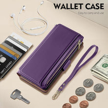 Load image into Gallery viewer, Antsturdy Compatible with Samsung Galaxy S25 Wallet Case with Card Holder,PU Leather Phone Case Flip Protective Cover RFID Blocking Wrist Strap Credit Card Slots Kickstand Men Women,Purple