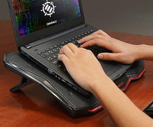 Load image into Gallery viewer, ENHANCE Cryogen 5 Gaming Laptop Cooling Pad Stand - Laptop Cooler with 7 Adjustable Height Settings & Dual USB Ports for 17 inch Laptops - 1 Ultra Quiet High Performance LED Laptop Fan 800 RPM - Red