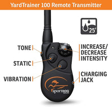 Load image into Gallery viewer, SportDOG Brand YardTrainer 100 Remote Trainer for Dogs Shock Collar with Remote, Waterproof, Submersible Up to 25 Ft, DryTek Technology, Trainer with Shock, Vibrate, and Tone
