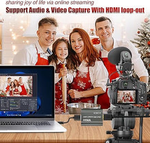 Load image into Gallery viewer, 4K Capture Card, HDMI to USB 3.0 Video Capture Card with loopout for Nintendo Switch,1080p 60fps Game Capture Card Device with Audio Output for Streaming, Xbox/PS4/PS5/PC,VLC/OBS/Amcap