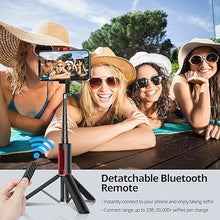 Load image into Gallery viewer, ATUMTEK Selfie Stick Tripod, Extendable 3 in 1 Aluminum Bluetooth Selfie Stick with Wireless Remote and Tripod Stand for iPhone 16/15/14/13/12/11 Pro Max/XS Max/XS/XR/X/8/7, Samsung Smartphones Red
