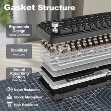 Load image into Gallery viewer, YUNZII B68 Wireless Mechanical Keyboard,Tri-Mode BT5.0/2.4GHz/USB-C Hot Swappable Gasket Creamy Keyboard, RGB Backlit NKRO, Cute Keyboard for Win/Mac (Black, Cocoa Cream V2 Switch)