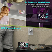 Load image into Gallery viewer, Pink Digital Clock for Bedroom 6.7in Dual Alarm Clock with Dimming, 12/24h, Seconds, Date, Day of Week, Temp, Desk Clock, LED Clock for Table Decor, Digital Calendar Table Clocks for Bedrooms KOSUMOSU