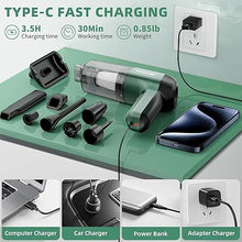 Load image into Gallery viewer, Cordless Handheld Car Vacuum Cleaner, High Power Vacuum Cleaner with Strong Suction, Dust Buster& Air Blower, Mini Car Vacuum Cleaner