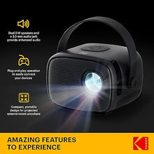 Load image into Gallery viewer, KODAK FLIK X2 Mini Pico Projector | Portable 100” Projector with Remote Control, Speakers & Carry Handle Plays Movies, TV & Games | Compatible with HDMI, USB, AV, MicroSD, Smartphone, Firestick, Black
