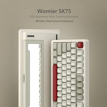 Load image into Gallery viewer, Womier SK75 75% Keyboard with Full Aluminum Wireless Mechanical Gaming Keyboard, VIA Custom Keyboard, Pre-lubed POM Switches RGB Creamy Gaming Keyboard, 3-Modes Gasket Hot Swappable Keyboard, White-1