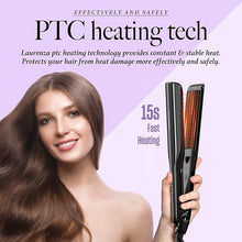 Load image into Gallery viewer, Milano by Laurenza Hair Straightener and Curler 2 in 1, SuperMax Design 8.5 Inch² Extra-Large 3D Floating Ceramic Flat Iron, Dual Voltage Straightening Irons with 20 Million cm³ Anion Outlet (Black)