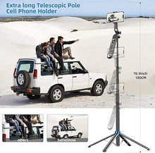 Load image into Gallery viewer, Selfie Stick Phone Tripod-71 Cell Phone Holder with Remote, 1/4" Screw Thread Adapter, Travel Tripod for Recording, Video and Picture, Compatible with iPhone, Android, Camera & Gopro