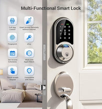 Load image into Gallery viewer, Veise Smart Lock, Fingerprint Door Lock, 7-in-1 Keyless Entry Door Lock with App Control, Electronic Touchscreen Keypad, Smart Deadbolt, Biometric Smart Locks for Front Door, Satin Nickel