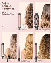 Load image into Gallery viewer, Wavytalk 5 in 1 Curling Iron Set with Curling Brush and 4 Interchangeable Ceramic Curling Wand (0.35"-1.25”), Instant Heat Up, Dual Voltage Hair Curler