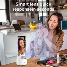 Load image into Gallery viewer, Auto Face Tracking Tripod - 360° Rotation Auto Tracking Phone Holder, No App, Phone Camera Mount with Remote and Gesture Control, Battery Operated Smart Shooting Holder for Live Vlog Tiktok(White)