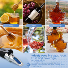 Load image into Gallery viewer, 0-90% Brix Refractometer with ATC - Accurate Sugar Content Measurement for Honey, Fruit, Maple Syrup and Beverages - Ideal for Homebrewing, Labs & More
