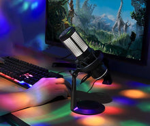 Load image into Gallery viewer, MANHATTAN RGB USB Gaming Mic, Noise Cancelling Condenser Microphone for PC, PS4, PS5 and Mac, Anti-Vibration Shock Mount, Gaming, Streaming, Podcasts, Twitch, YouTube, Discord - 102674
