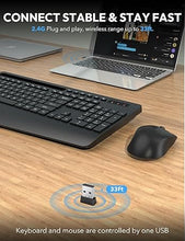 Load image into Gallery viewer, Wireless Keyboard and Mouse, Wrist Rest, Phone Holder, Batteries Included, 2.4G Lag-Free Ergonomic Keyboards Mouse Combo, Silent Keyboard Cordless Set for Computer, Laptop, PC, Mac, Windows -SABLUTE