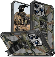 Load image into Gallery viewer, CCSmall for iPhone 16 Pro Max Case Camouflage with Kickstand for Men, Military Grade Shockproof Protective Phone Cover Built-in Stand Case for iPhone 16 Pro Max Camo Army Green