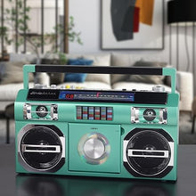 Load image into Gallery viewer, Studebaker SB2145TE 80's Retro Street Bluetooth Boombox with FM Radio, CD Player, LED EQ, 10 Watts RMS Power and AC/DC in Teal
