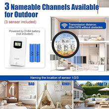Load image into Gallery viewer, Uzoli EM3567 Weather Station with 3 Sensors 6.5” Large Display Home Weather Stations Wireless Indoor Outdoor Thermometer with Atomic Clock Temperature Humidity Weather Forecast