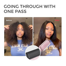 Load image into Gallery viewer, Hair Straightener Brush, TYMO Ring Hair Straightener Comb Straightening Brush for Women with 5 Temps 20s Fast Heating & Dual Voltage, Pink