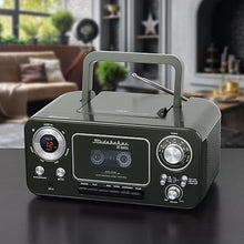Load image into Gallery viewer, Portable Stereo CD Player with Bluetooth, AM/FM Stereo Radio and Cassette Player/Recorder (Cyprus Green)