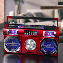Load image into Gallery viewer, Studebaker SB2149R Master Blaster Bluetooth Boombox with AM/FM Radio, USB Port, CD Player with MP3 Playback, LED EQ and 10 Watts RMS Speaker in Red