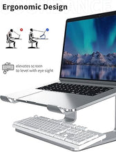 Load image into Gallery viewer, SOUNDANCE Laptop Stand, Aluminum Computer Riser, Ergonomic Laptops Elevator for Desk, Metal Holder Compatible with 10 to 15.6 Inches Notebook Computer, Silver