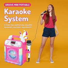 Load image into Gallery viewer, Portable Karaoke Machine for Adults & Kids - Built-In Speaker, Bluetooth, LED Lights, Wired Mic - With Voice Changing Effects