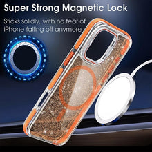 Load image into Gallery viewer, CCSmall Bling Sparkle Cute Clear Case for Apple iPhone 16 Pro – Crystal Anti-Yellowing, Compatible for MagSafe with Camera Ring Stand for Girls Women for iPhone 16 Pro XCS Orange