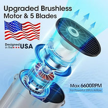 Load image into Gallery viewer, 2024 AI Portable Fan Rechargeable, 4 Speeds 6600RPM Strong Airflow, Personal Waist Fan with up to 25H of Working Time, Hanging Neck Fan, Wearable Belt Fan for Camping, Outdoor, Jobsite - Gray