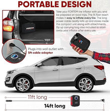 Load image into Gallery viewer, FORTEM Tire Inflator 150 PSI, Bike Pump, 110V AC 12V DC Air Pump for Car Tires, Digital Tire Pressure Gauge w/Auto Pump/Shut Off, Carrying Case (Red)