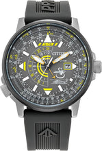 Load image into Gallery viewer, Citizen Men's Eco-Drive Promaster Eco Nighthawk Watch, Stainless Steel, Black Polyurethane Strap, Gray Dial, Dual Time, Date (Model: BJ7004-43H)