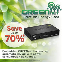Load image into Gallery viewer, TRENDnet 8-Port Gigabit GREENnet Switch, Ethernet Network Switch, TEG-S82G, 8 x 10-100-1000 Mbps Gigabit Ethernet Ports, Ethernet Splitter, 16 Gbps, Metal, Lifetime Protection, Black