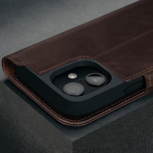 Load image into Gallery viewer, TORRO Premium Leather Case Compatible with iPhone 16 6.1" – Genuine Leather Wallet Flip Folio Case with Kickstand and Card Slots (Compatible with Official MagSafe Chargers) - Dark Brown
