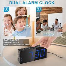 Load image into Gallery viewer, Loud Alarm Clock for Heavy Sleeper,Vibrating Alarm Clock for Hearing Impaired Deaf,Annoying Alarm Clock,USB Port,Dual Alarm with Snooze,7" Large Dimmable LED Display,Battery Backup,Easy to Use,DST