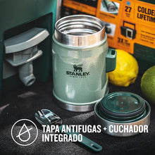 Load image into Gallery viewer, Stanley Classic Legendary Food Jar 0.4L with Spork - Keeps Cold or Hot For 7 Hours - BPA-Free Stainless Steel Soup Flask - Leakproof - Dishwasher Safe - Hammertone Green