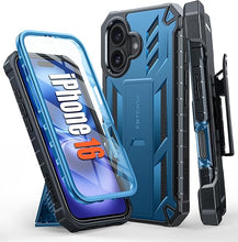 Load image into Gallery viewer, FNTCASE for iPhone 16 Phone Case: Military Grade Rugged Cell Phone Cover with Kickstand & Holster | Shockproof TPU Protection Bumper Matte Textured Design for iPhone 16 Cases 6.1 inch-Blue