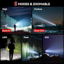 Load image into Gallery viewer, LETMY Tactical Flashlight S2000-2 Pack Bright Military Grade LED Flashlights High Lumens - Portable Handheld Flash Light, 5 Modes Zoomable Waterproof Flashlights for Home Emergency Camping Outdoor