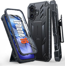 Load image into Gallery viewer, FNTCASE for iPhone 16 Phone Case: Military Grade Rugged Cell Phone Cover with Kickstand & Holster | Shockproof TPU Protection Bumper Matte Textured Design for iPhone 16 Cases 6.1 inch-Black