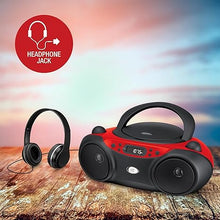 Load image into Gallery viewer, GPX, Inc. Portable Top-Loading CD Boombox with AM/FM Radio and 3.5mm Line In for MP3 Device - Red/Black