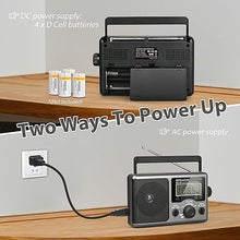 Load image into Gallery viewer, Greadio Portable Shortwave Radio with Best Reception,AM FM Transistor,LCD Display,Time Setting,Battery Operated by 4 D Cell Batteries or AC Power,Big Speaker,Earphone Jack for Gift,Elder,Home