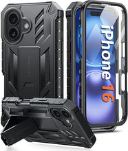 Load image into Gallery viewer, FNTCASE for iPhone 16 Phone Case: for iPhone 16 case with Kickstand Shockproof Military Grade Protective Cover - Dual Layer Full Protection Sturdy Matte Textured Drop Proof - 6.1 Inch Black