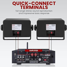 Load image into Gallery viewer, Pyle Indoor Outdoor Speakers Pair - 200 Watt Dual Waterproof 3.5” 2-Way Full Range Speaker System w/ 1/2” High Compliance Polymer Tweeter - in-Home, Boat, Marine, Deck, Patio, Poolside (Black)