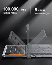 Load image into Gallery viewer, ProtoArc Foldable Bluetooth Keyboard, XK01 Folding Wireless Portable Keyboard with Numeric Keypad, Full-Size Travel Keyboard for iPad Tablet Smartphone Laptop PC Windows iOS Android, Black Silver