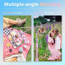 Load image into Gallery viewer, UBeesize 88’’ Flexible Phone Tripod with 14.95’’ Gooseneck, Remote and Phone Holder, Overhead Cell Phone Stand?Selfie Stick for Video Recording, Compatible with iPhone Android Phone, Camera Pink