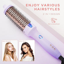 Load image into Gallery viewer, K&K 1 1/2 Inch Ceramic Tourmaline Ionic Heated Round Brush Curling Brush Creates Blowout Look -Creates Root Volume & Loose Curls Volume Curls Dual Voltage Hair Styling Tool (Purple, 1.5 Inch)