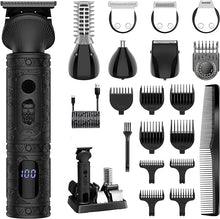 Load image into Gallery viewer, Beard Trimmer for Men Professional Mens Beard Grooming Kit T-Blade Trimmer Electric Shaver Razor Nose Body Trimmer Hair Cutting Kit Cordless 7 in 1 Black