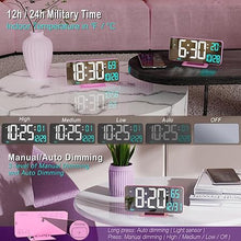 Load image into Gallery viewer, Pink Digital Clock for Bedroom 6.7in Dual Alarm Clock with Dimming, 12/24h, Seconds, Date, Day of Week, Temp, Desk Clock, LED Clock for Table Decor, Digital Calendar Table Clocks for Bedrooms KOSUMOSU