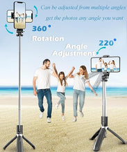 Load image into Gallery viewer, Selfie Stick Tripod Extendable Phone Tripod Stand with Wireless Remote Portable Lightweight Video Recording Travel Tripod for Cell Phone Mount Holder Selfie Stick Compatible with iPhone Android iOS