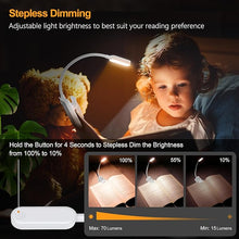 Load image into Gallery viewer, Gritin 16 LED Rechargeable Book Light for Reading in Bed-Eye Caring 3 Color Temperatures, Stepless Dimming Brightness,80Hrs Runtime,Lightweight Flexible Clip On Book Light for Book Lovers-White