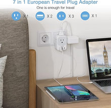 Load image into Gallery viewer, TESSAN 3 Pack European Travel Plug Adapter USB C, US to Europe Power Adapter with 4 AC Outlets and 3 USB (1 USB C), Euro Charger Adaptor Type C for USA to EU Spain France Iceland Italy Germany Greece